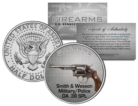 RUGER SINGLE SIX .22 Mag Gun Firearm JFK Kennedy Half Dollar US Colorized Coin