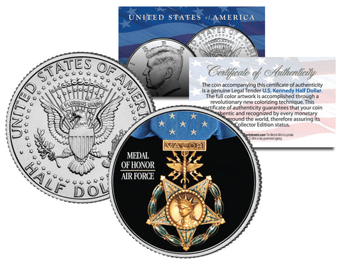 NAVY MEDAL OF HONOR Colorized JFK Kennedy Half Dollar U.S. Coin MILITARY VALOR