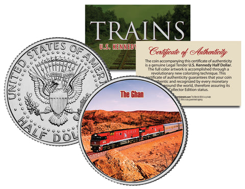 INDIAN PACIFIC TRAIN - Famous Trains - JFK Kennedy Half Dollar U.S. Colorized Coin