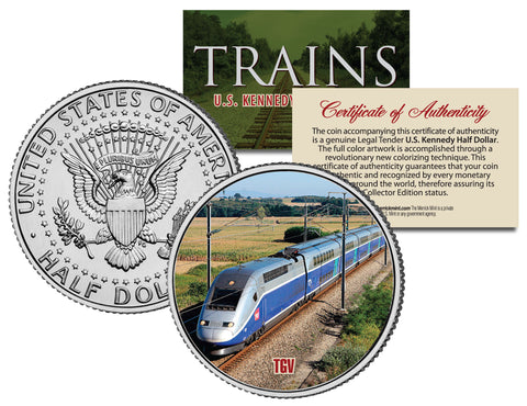 BULLET TRAIN - Famous Trains - JFK Kennedy Half Dollar U.S. Colorized Coin