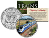 TGV (Fastest Wheeled Train) - Famous Trains - JFK Kennedy Half Dollar U.S. Colorized Coin