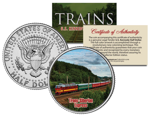 THE FLYING SCOTSMAN - Famous Trains - JFK Kennedy Half Dollar U.S. Colorized Coin