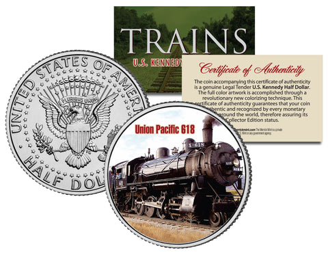 GOLDEN ARROW TRAIN - Famous Trains - JFK Kennedy Half Dollar U.S. Colorized Coin