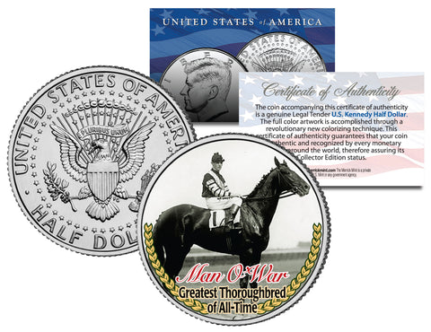 SUNDAY SILENCE - American Horse of the Year 1989 - Thoroughbred Racehorse Colorized JFK Half Dollar US Coin