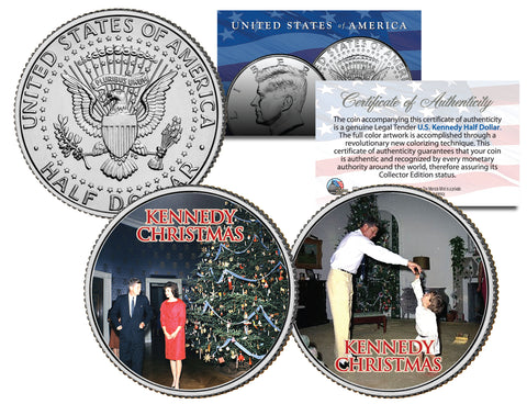 MERRY CHRISTMAS " Santa Claus " 2014 JFK Kennedy Colorized Half Dollar US Coin in Ornament Capsule