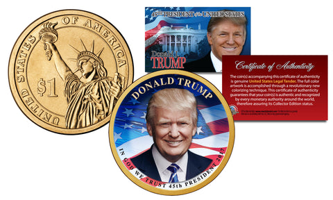 2016 Presidential $1 Dollar Colorized 2-Sided * 6-Coin Set * Living President Series - Carter, HW Bush, Clinton, Bush, Obama, Trump