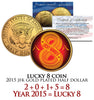 Chinese LUCKY NUMBER 8 Coin 24K Gold Plated 2015 JFK Half Dollar Coin U.S. Money