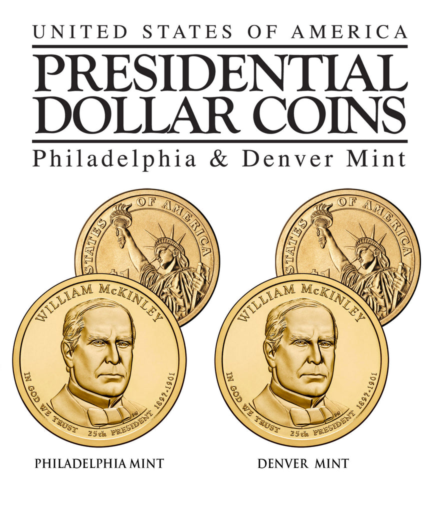 WILLIAM McKINLEY 2013 Presidential $1 Dollar 2-Coin US Mint Set - BOTH P&D MINT