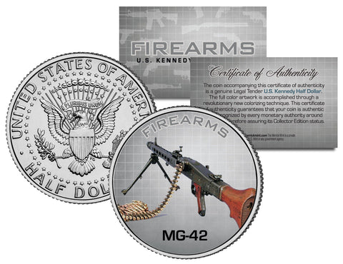 LUGER PO8 Gun Firearm JFK Kennedy Half Dollar US Colorized Coin