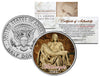 MICHELANGELO - PIETA - Statue Madonna & Jesus Christ Sculpture - Colorized JFK Half Dollar U.S. Coin