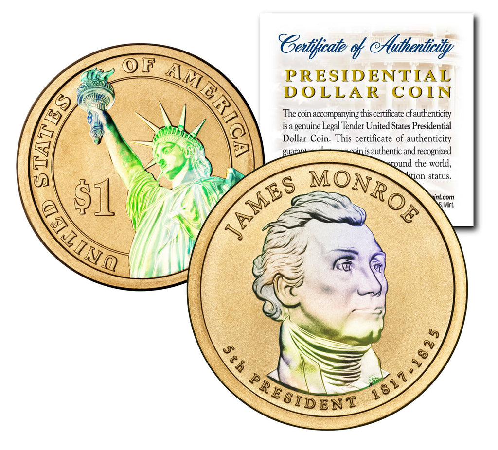 HOLOGRAM 2-sided 2008 JAMES MONROE Presidential $1 Dollar U.S. President Coin