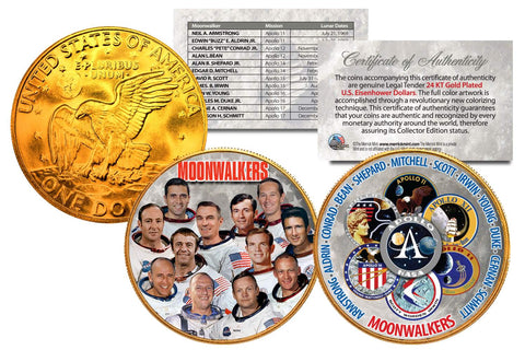 1976 KENNEDY FAMILY 24K Gold Plated IKE Dollar - Each Coin Serial Numbered of 376 - Officially Licensed