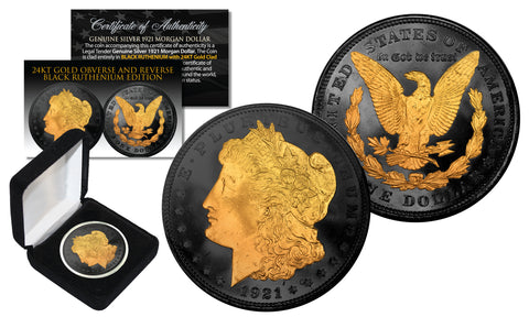 1964 BU Genuine Silver Kennedy Half Dollar U.S. Coin 2-Sided BLACK RUTHENIUM & Silver Highlights with Box