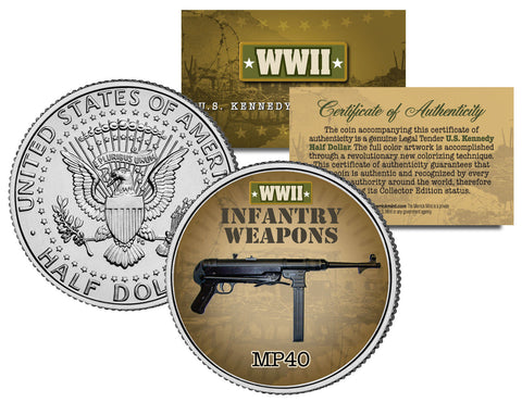 KA-BAR COMBAT KNIFE - WWII Infantry Weapons - Kennedy Half Dollar U.S. Coin