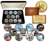 NEW YORK STATE COLLECTION Colorized Statehood NY Quarters U.S. 11-Coin Complete Set 24K Gold Plated with Display Box