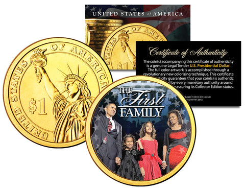 2016 Presidential $1 Dollar Colorized with Golden Hue * 5-Coin Complete Set * Living President Series - Carter, HW Bush, Clinton, Bush, Obama