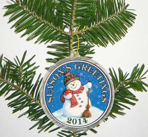 MERRY CHRISTMAS " Santa Claus " 2014 JFK Kennedy Colorized Half Dollar US Coin in Ornament Capsule