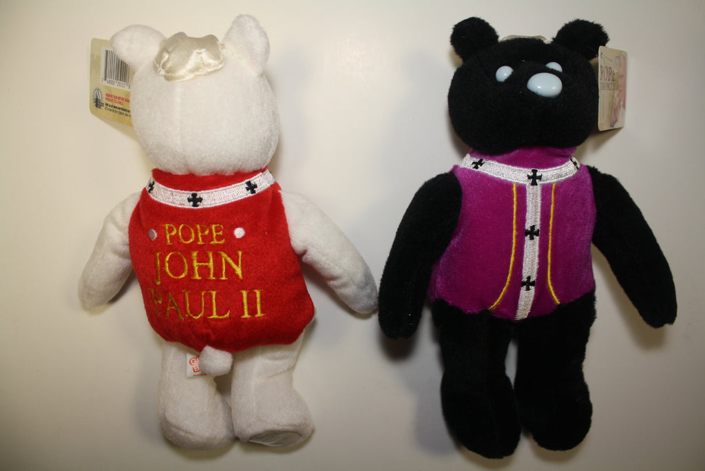 Pair of POPE JOHN PAUL II PLUSH BEARS each with Canonization 24K Gold State Quarter