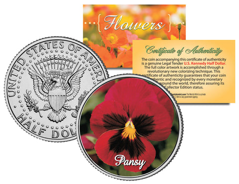 CARNATION FLOWER JFK Kennedy Half Dollar U.S. Colorized Coin