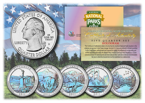 2012 America The Beautiful HOLOGRAM Quarters U.S. Parks 5-Coin Set with Capsules