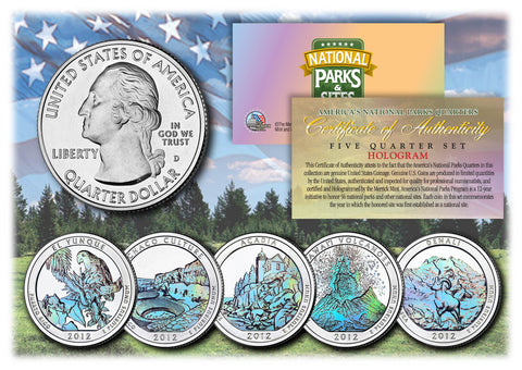 2011 America The Beautiful HOLOGRAM Quarters U.S. Parks 5-Coin Set with Capsules