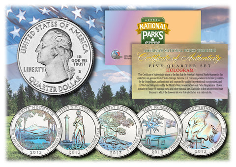 2015 America The Beautiful HOLOGRAM Quarters U.S. Parks 5-Coin Set with Capsules