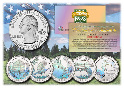 2013 America The Beautiful HOLOGRAM Quarters U.S. Parks 5-Coin Set with Capsules