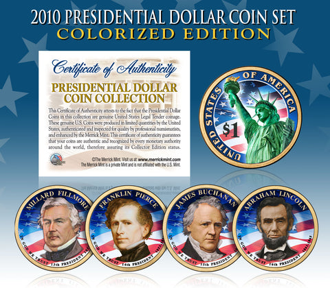OBAMA - KENNEDY - LINCOLN - Presidential $1 U.S. Dollar Colorized 3-Coin Set 24K Gold Plated