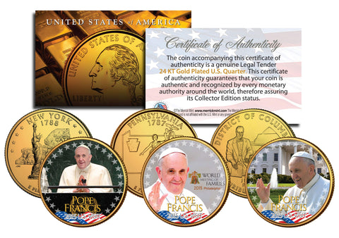 BARACK OBAMA 44th President 24KT Gold Plated HAWAII Statehood Quarter 4-Coin Set