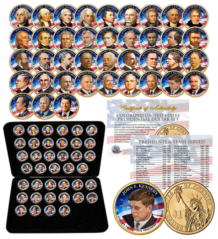 2016 Presidential $1 Dollar Fully Colorized 2-Sided * 5-Coin Complete Set * Living President Series - Carter, HW Bush, Clinton, Bush, Obama