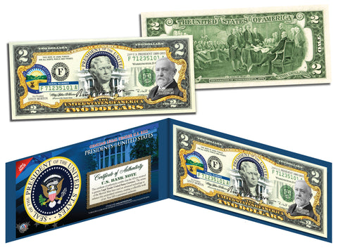 THOMAS JEFFERSON * 3rd U.S. President * Colorized Presidential $2 Bill U.S. Genuine Legal Tender