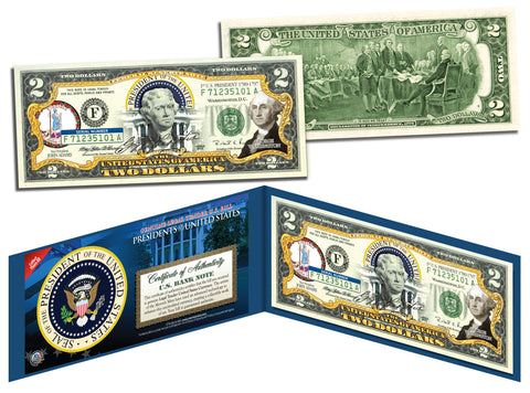 ALL 45 U.S. PRESIDENT SIGNATURES Genuine Legal Tender US $2 Bill - World's First - NEW