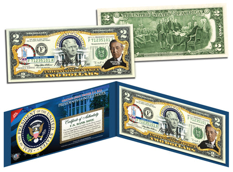 THOMAS JEFFERSON * 3rd U.S. President * Colorized Presidential $2 Bill U.S. Genuine Legal Tender