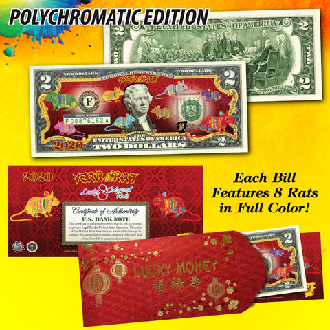 2020 CNY Chinese YEAR of the RAT Lucky Money S/N 88 U.S. $20 Bill w/ Red Folder
