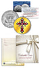 Religious Communion Baptism Cross - Keepsake Gift JFK Kennedy Half Dollar US Colorized Coin