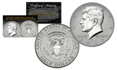 INVERTED JENNY 1918 STAMP - Colorized JFK Kennedy Half Dollar U.S. Coin - Upside Down Airplane Error