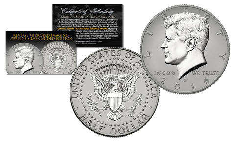2016 JFK Kennedy Half Dollar U.S. Coin Uncirculated with SELECT 24KT Gold Gilded Highlights on Both Sides * D MINT *