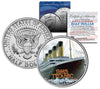 RMS Titanic Ship - Anniversary - JFK Kennedy Half Dollar US Colorized Coin