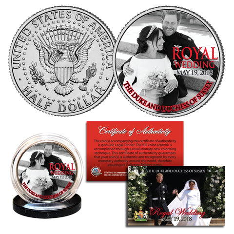 PRINCE HARRY & MEGHAN MARKLE Official Portraits Royal Wedding May 19, 2018 Genuine U.S. JFK Kennedy Half Dollar 2-Coin Set