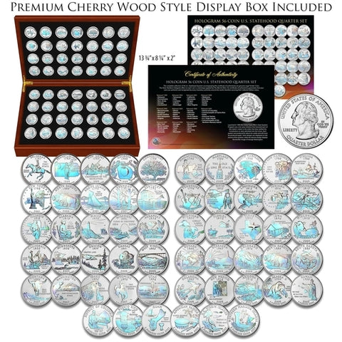 2008 US Statehood Quarters HOLOGRAM - 5-Coin Complete Set - with Capsules & COA