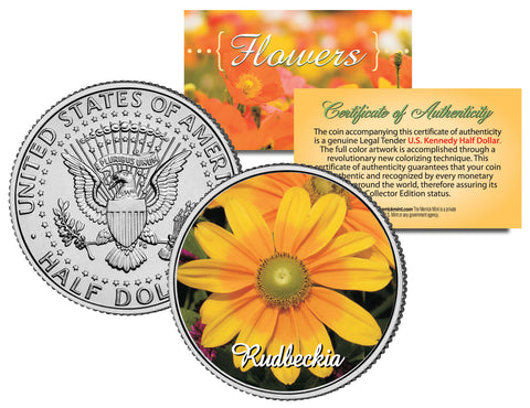 DAHLIA FLOWER JFK Kennedy Half Dollar U.S. Colorized Coin