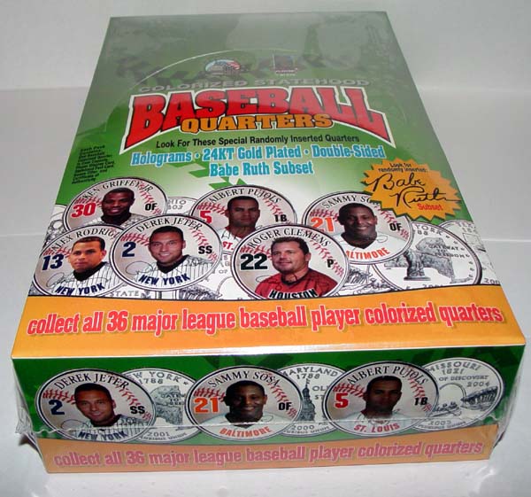 2007 MLB BASEBALL COLORIZED COIN & CARD BOX Factory Sealed 28-packs/Box RARE
