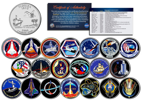SPACE SHUTTLE COLUMBIA MISSIONS - Colorized Florida Quarters US 28-Coin Set - NASA