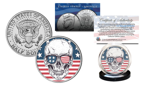 SKULL Genuine Legal Tender JFK Kennedy Half Dollar U.S. Coin - Rock & Roll