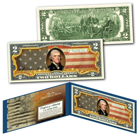 BENNINGTON FLAG of The United States of America The Spirit of 1776 Genuine Legal Tender U.S. $2 Bill