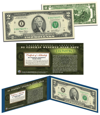 10 Consecutive Serial Number 2013 US $2 STAR NOTES Two-Dollar Bills Uncirculated in 10-Pocket Portfolio Album