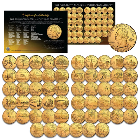 2002 Louisiana State Quarters U.S. Mint BU Coins 24K GOLD PLATED (Quantity 10)
