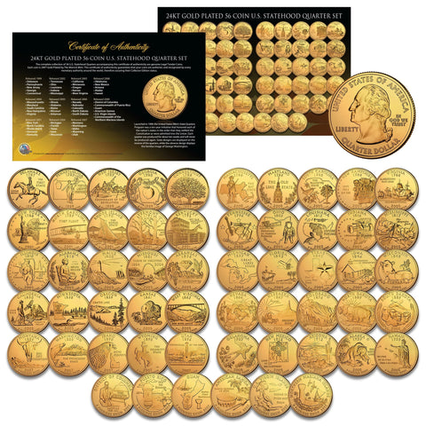 2000 New Hampshire State Quarters U.S. Mint BU Coins 24K GOLD PLATED (Quantity 10)