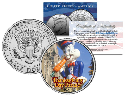 SPACEMAN BALLOON 1954 Macy's THANKSGIVING DAY PARADE - Colorized 2014 JFK Kennedy Half Dollar U.S. Coin
