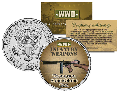 MP40 - WWII Infantry Weapons - JFK Kennedy Half Dollar U.S. Coin